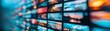 © AucArtStudio - abstract blurred digital wall of multimedia screens displaying vibrant colors, images, and content for digital media, technology, and communication co