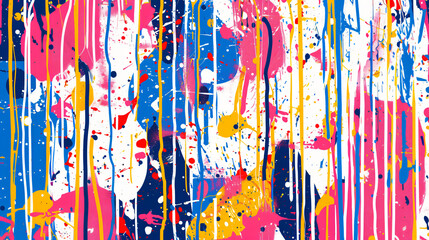 Poster - Abstract design created with colorful paint dripping on a white background
