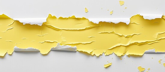 Aufkleber - Yellow torn paper strips with ragged edges on a white background with space for copying images