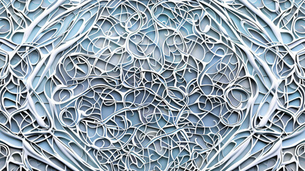 Aufkleber - Complex and organic white mesh design on a blue background, creating a sense of interconnectedness and structure