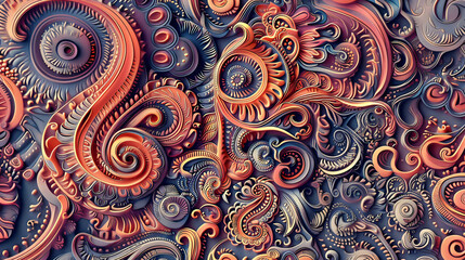 Aufkleber - Vintage baroque style seamless pattern with paisley and floral elements
