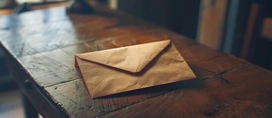 Fototapete - An envelope rests on the table providing a copy space image
