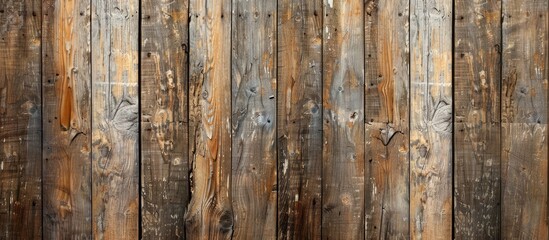 Poster - A vintage wooden wall with a weathered grunge texture in brown providing a rustic backdrop with room for copy in the image