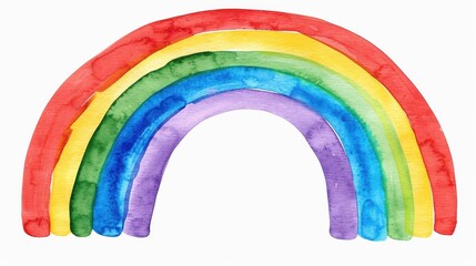 Sticker - Vibrant handpainted watercolor rainbow illustration, perfect for adding a cheerful touch to any project or decor.