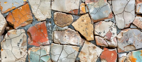 Aufkleber - Background with old broken tiles providing a copy space image