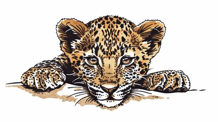 Sticker - Adorable handdrawn leopard baby adds an African charm to your designs. Ideal for playful clip art and templates.