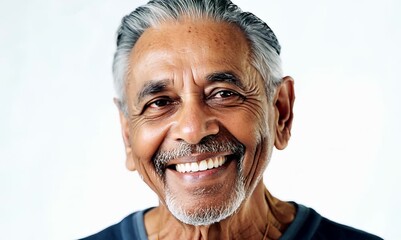 Wall Mural - Portrait of a smiling senior arabian man against white background