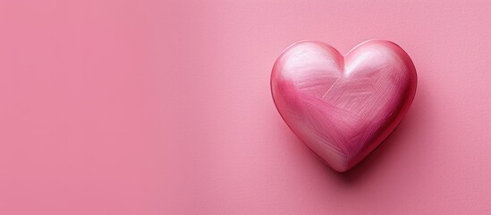 Leinwandbilder - Valentine s Day themed image with a pink heart on a pink background in a trendy pop art style perfect for a copy space image with a minimal flat lay design
