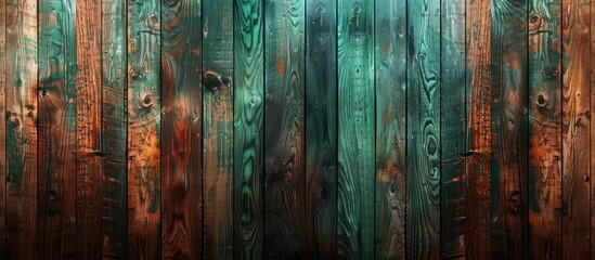 Poster - Wooden background with green and brown tones ideal for copy space image