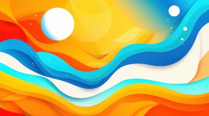 Wall Mural - Experience the mesmerizing dance of waves and particles on a vibrant gradient background, a stunning HD wallpaper