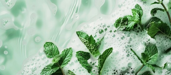 Aufkleber - Background of mint water with foam for copy space image