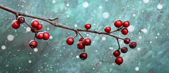Poster - Three branches decorated for Christmas with a background suitable for copy space image