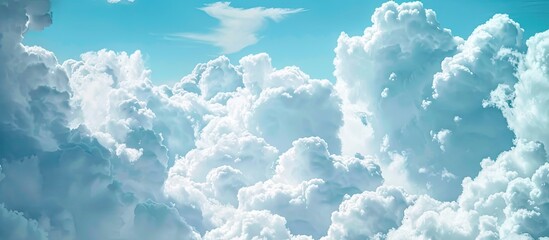Aufkleber - Image of pale white cumulus clouds against a blue sky with copy space
