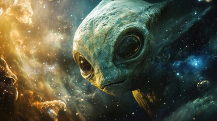Wall Mural - Alien Encounter in the Cosmic Expanse