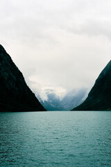 Sticker - The Kjoesnesfjorden Fjord of the Joelstravatnet Lake, Norway.