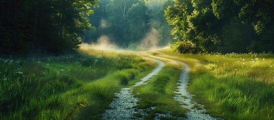 Poster - Grassy road with copy space image