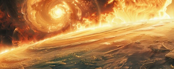 Wall Mural - Gas giant with swirling storms, 4K hyperrealistic photo