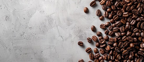Poster - Gray background with coffee beans providing copy space image