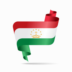 Wall Mural - Tajikistan flag wavy ribbon background. Vector illustration.