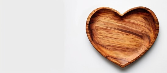 Aufkleber - Heart shaped wooden plate on a white backdrop with space for text or images conveying a Valentine s Day theme. Creative banner. Copyspace image
