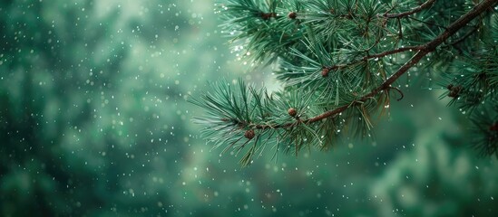 Poster - Large image of a pine branch surrounding a copy space image