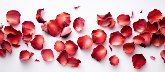 Aufkleber - Top view of rose petals on white background provides copy space image