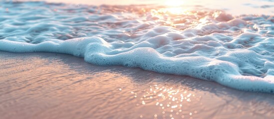 Poster - Soft and beautiful wave on sandy beach with copy space image