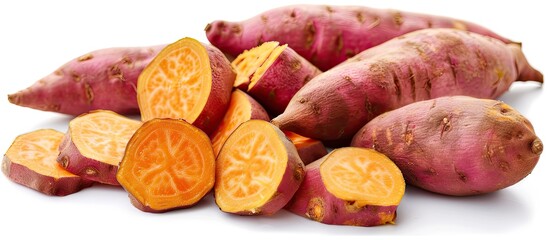 Poster - Sweet potato on white background Capture the essence of this vibrant copy space image