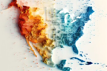 Poster - Abstract USA Map 3D Rendering.