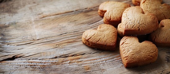 Canvas Print - Valentine s Day greeting card featuring heart shaped cookies with copy space for a cozy homemade touch made with natural and organic ingredients