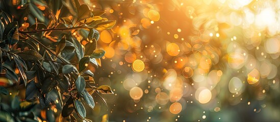 Aufkleber - Natural orange bokeh background under tree shade with copy space image