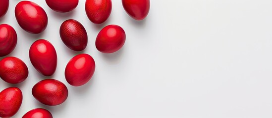 Aufkleber - Easter inspired red eggs displayed on a white background perfect for a copy space image