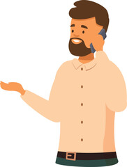 Poster - Young professional is having a phone conversation while gesturing with his hand