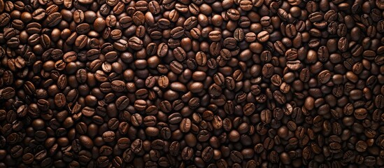 Aufkleber - Top view of a background with roasted coffee beans offering ample copy space image