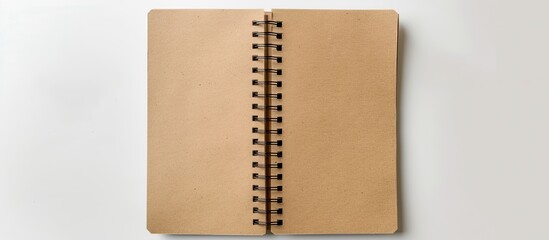 Poster - Overhead view of an empty spiral notebook on a white background for creating a mockup Ideal for educational and business related designs Copy space image available
