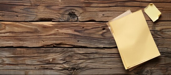 Poster - Wooden background with notepapers for a copy space image
