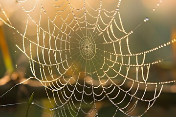 spider web with dew drops