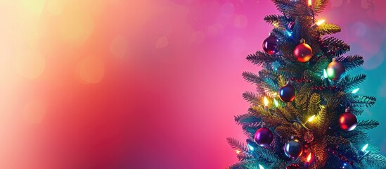 Aufkleber - Festive Christmas tree decoration on a colorful background ideal for holiday related copy space image