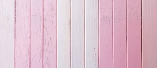 Wall Mural - Background of white wooden plank pink paper notepad features copy space image for text