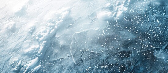Poster - Winter background with a frozen ice surface covered in snow ideal for design projects with copy space image
