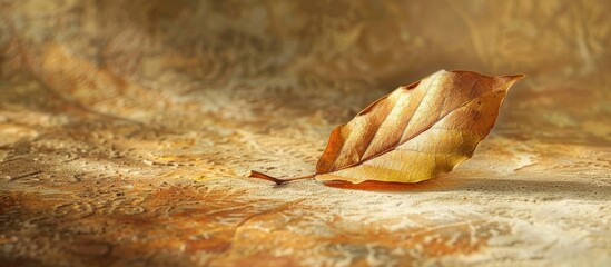 Wall Mural - Nature backdrop with a golden leaf includes copy space image