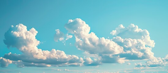 Aufkleber - Scenic view of a clear blue sky with fluffy white clouds showcasing a serene and peaceful beauty. Creative banner. Copyspace image