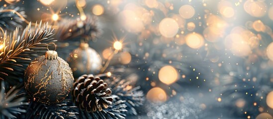 Leinwandbilder - Elegant background for Christmas and New Year with copy space image featuring fireworks