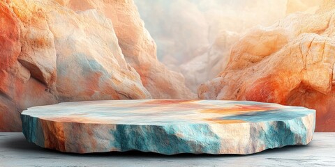 Canvas Print - Stone Platform in a Canyon Landscape