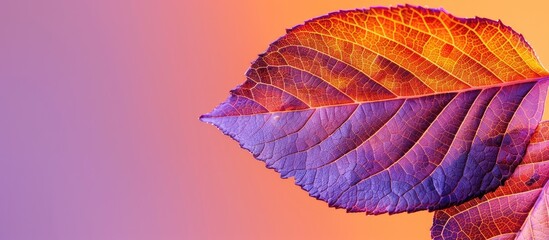 Aufkleber - Vibrant orange and violet leaf in a close up copy space image