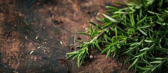 Aufkleber - Fresh organic rosemary plant a fragrant herb adding flavor to dishes Ideal for food preparation creating a vibrant and aromatic dish with a natural touch Perfect for culinary use Copy space image
