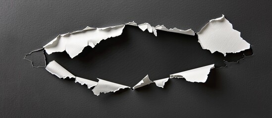 Aufkleber - Torn hole paper set against a black backdrop with copy space image
