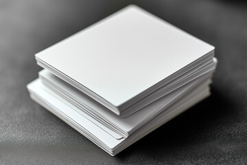 Top view of two white open paper cards on a gray background with soft shadows and space for text