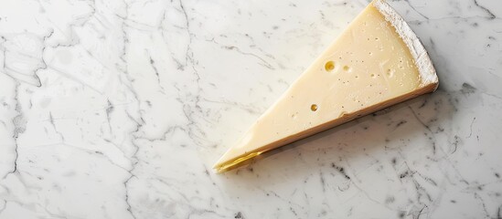 Poster - White background with copy space image isolated presents a marble cheese slice