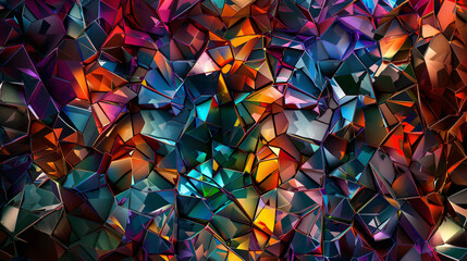 Aufkleber - Colorful chaotic geometric pattern with triangles on an abstract background